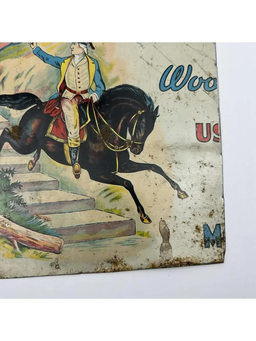 Antique Putnam Dyes Tin Cabinet Sign Putnam Israel Revolutionary War Ride J2